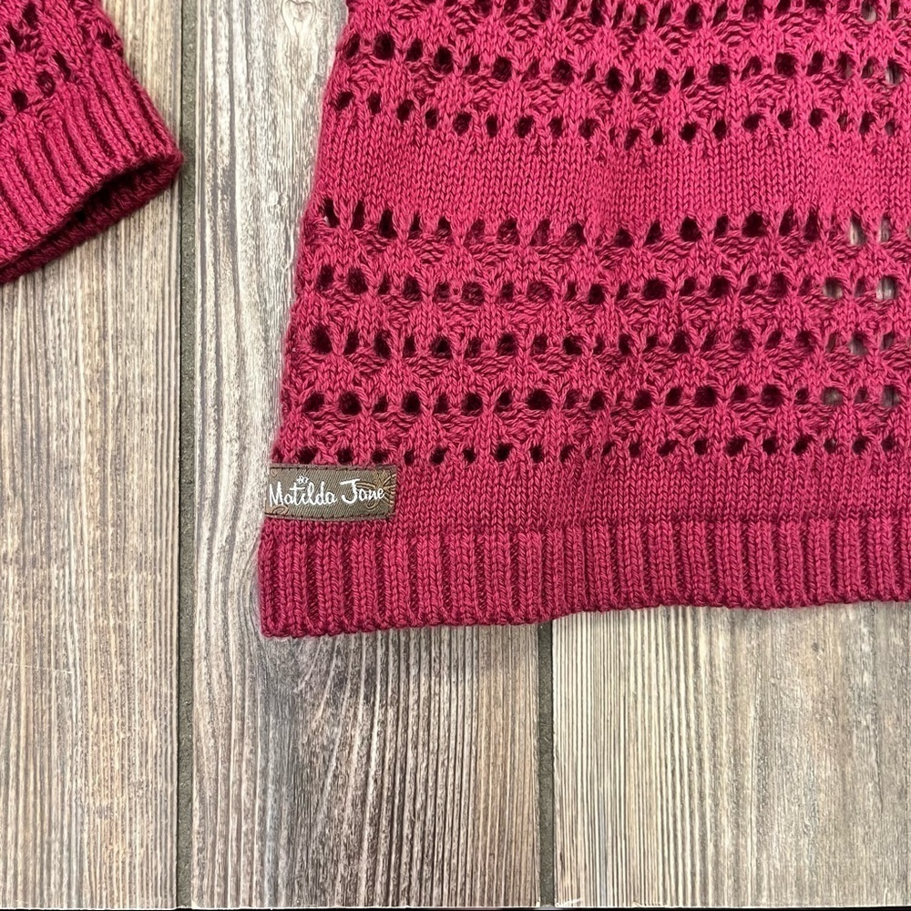 MATILDA Jane A Stitch In Time Cardigan Sweater XS NWT Burgundy Wine Red - Picture 8 of 10